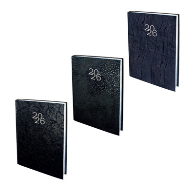 Бележник с дати 14х20 черен набук в кутия, сребърна порезка, 168 л. офсет
