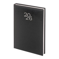 Бележник с дати 14х20 изк.кожа с шев черен, 168 л.