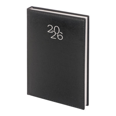 Бележник с дати 14х20 изк.кожа с шев черен, 168 л.