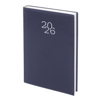 Бележник с дати 14х20 изк.кожа с шев т. син, 168 л.