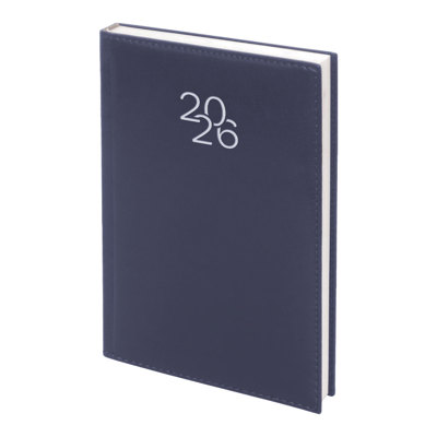 Бележник с дати 14х20 изк.кожа с шев т. син, 168 л.