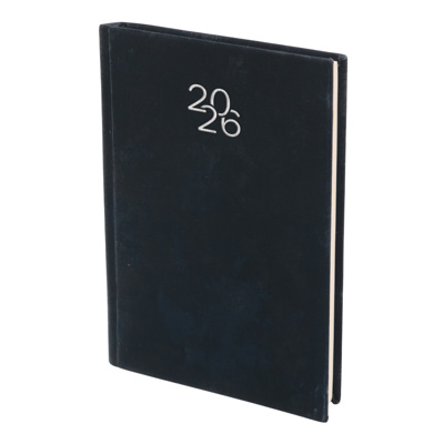 Бележник с дати 14х20 изк.кожа Велур черен, 168 л. сл.кост