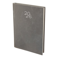 Бележник с дати 14х20 изк.кожа Велур сив, 168 л. сл.кост