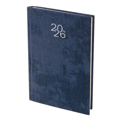 Бележник с дати 14х20 изк.кожа Велур тъмно син, 168 л. сл.кост