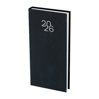 Бележник с дати 8х16 изк.кожа Велур черен, 64 л.