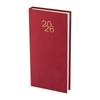 Бележник с дати 8х16 изк.кожа Велур червен, 64 л.