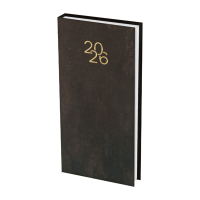 Бележник с дати 8х16 изк.кожа Велур кафяв, 64 л.