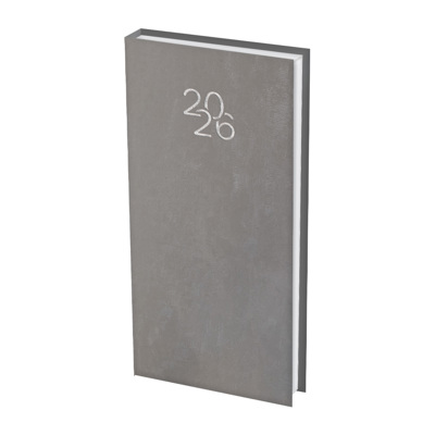 Бележник с дати 8х16 изк.кожа Велур сив, 64 л.