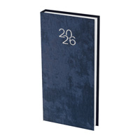 Бележник с дати 8х16 изк.кожа Велур тъмно син, 64 л.
