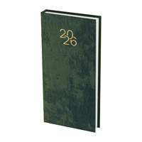 Бележник с дати 8х16 изк.кожа Велур зелен, 64 л.