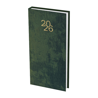 Бележник с дати 8х16 изк.кожа Велур зелен, 64 л.