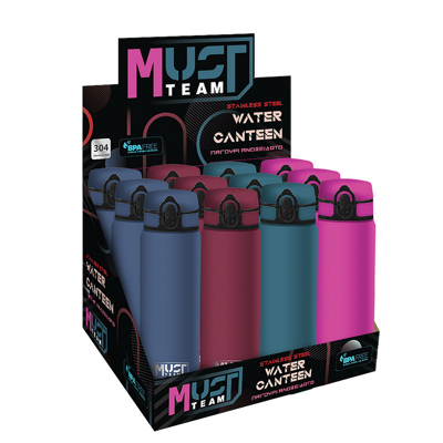 Бутилка за вода метална 600 мл, 4 цвята, 7x23