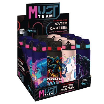 Бутилка за вода метална 600 мл, 4 дизайна, 7x23