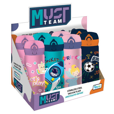 Бутилка за вода със сламка 420 мл, Trucks, 8x22