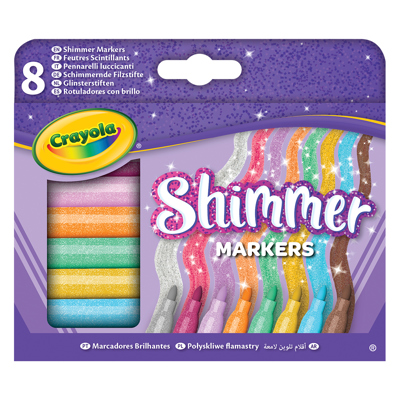Флумастери глитерни 8 цвята Shimmer