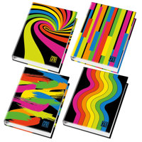 Класьор 4 ринга One Color Black&Fluo, А4, картон гланц 35 мм