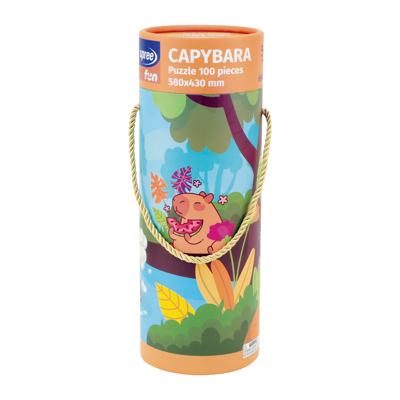 Пъзел в цилиндър с дръжки, 100 части 580х430 мм 5+, Capybara