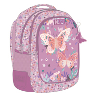 Раница с 3 ципа Butterflies Lilac, 43x32x18