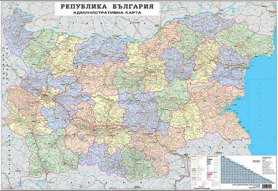 Стенна административна карта на България М 1:530 000
