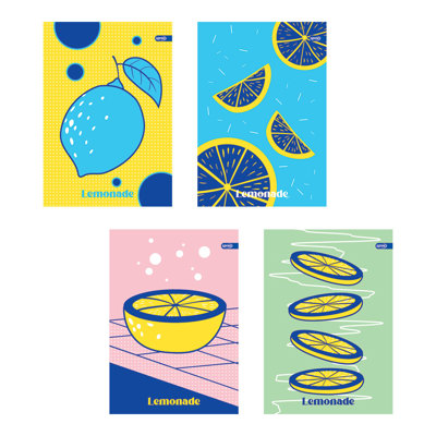 Тетрадка А5, мат/UV Lemonade, 40+2 л.ред, 70 г/м2